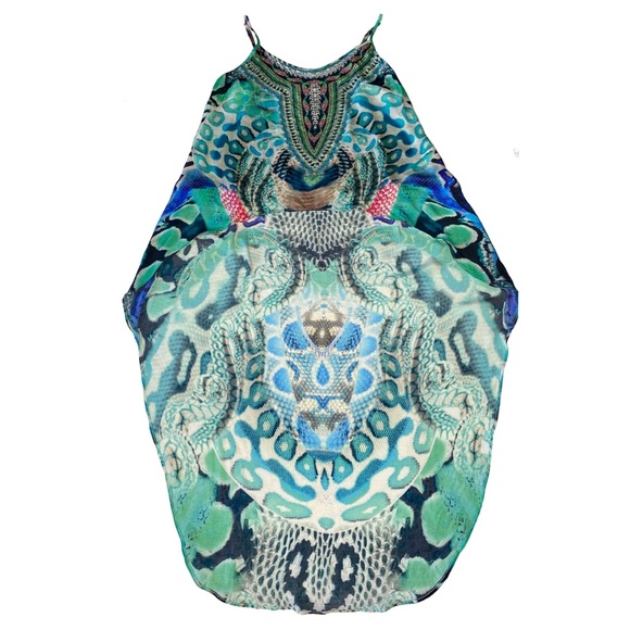 Shahida Parides ❤︎ Hi Low Silk Cami Dress ❤︎ Aqua Python Print ❤︎ Trendy Chic ❤︎ - Picture 4 of 15